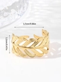 Adjustable gold open ring with intricate hollow leaf texture and non-fading titanium steel - Adjustable Open / Gold Hollow Feather Leaf (W096-1)