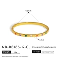Gold plated stainless steel bracelet with colorful zircon inlay for women - 18K Gold / Multicolored Zirconia Style (NB-B6086-G-CL)