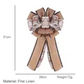 Linen Christmas bow ornament in wood and grey with elk patterns, 51x28cm size details - Style C-Grey Natural Linen Reindeer