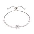 Bracelet tennis fleur argenté ajustable orné de zircons étincelants de haute qualité - Style de Fleur à Cinq Pétales (Or Blanc 4)