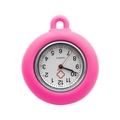 Pink silicone nurse watch with medical cross logo and quartz movement on white dial - Rose Red