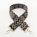 Adjustable 5cm wide striped bag strap with gold metal hooks for crossbody bags - Gold Buckle / Black Beige