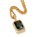 Hip hop vergulde ketting met smaragdgroene edelsteen en zirkoon hanger - Goud en Groen Stijl