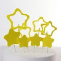 Lot de 8 décorations de gâteau étoiles jaunes de tailles variées pour anniversaire - Étoiles Creuses Jaunes EVA
