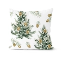 Weißer quadratischer Kissenbezug mit grünen Weihnachtsbäumen und goldenen Tannenzapfen - Winterliche Pinienkerne/TQR30-9