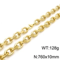Chunky gold 304 stainless steel chain necklace 760x10mm with lobster clasp for men - Gold Necklace / 760x10mm