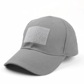 Detail of grey tactical baseball cap in ripstop fabric with front hook-and-loop panel - Adjustable / Gray