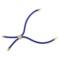 Close-up of adjustable dark blue braided cord with gold-plated metal sliding clasp - Violet Blue