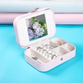 Pink European jewelry organizer box with mirrors and slots for rings and necklaces - 16*11*5cm / Pink