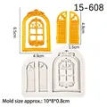 European vintage window silicone mold set for fondant and cake decorating shapes - 15-608 Window Mold / Gray