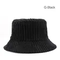 Cappello a secchiello nero in velluto a coste per donna con finitura testurizzata calda - Nero