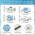 Guía de tallas de decoración de pared náutica de madera con peces en azul y blanco - Juego de 4 Decoraciones con Forma de Pez (Y24Y50803_Q)
