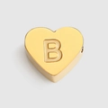 Gold-plated heart-shaped titanium steel charm with letter B for DIY jewelry making - Letter B / Gold
