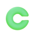 Matte green C-shaped acrylic hoop earring featuring a trendy soft-touch silicone finish - Green