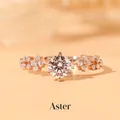 Classic round moissanite ring in rose gold with star-shaped side stone accents - Rose Gold [1 Carat] Ljz-143 / Adjustable Open