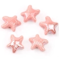 Detailed view of pink starfish ceramic beads with mesh texture for DIY jewelry making - Pink (15#)