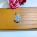 Pendentif goutte bleu ciel avec double halo de zircons et finition dorée élégante - Pendentif Seul (Sans Chaîne) / Goutte d'eau Blanc