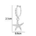 Clip d'oreille étoile argentée avec zircons, hauteur 2,1cm et largeur 0,9cm - Étoile de mer (2624-3#) / Argent