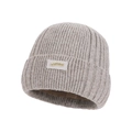 Winter oatmeal beanie with warm fleece lining and STUDIO metal tag for men - Mocha