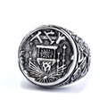 Anello massonico vintage con rosa in acciaio inossidabile e finitura ossidata argento per tutti - US 7 / Colore Acciaio (02401)