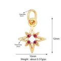 Gold-plated star pendant with red gemstone inlay for DIY jewelry making - Red Zircon Pentagram / M609080-Gold