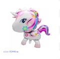 3D rainbow unicorn foil balloon with flower patterns for party decor 92x86cm - Big Head Unicorn