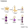 Detail of purple bead set and golden butterfly charms with size measurements and weight - TZ00055B-1 (Purple Zirconia/Star Set)