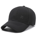 Klassische schwarze Baseballkappe mit grauem Logo und strukturiertem Sechs-Panel-Design - Verstellbar / Grau