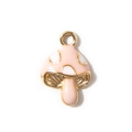 Rosa und weißer Emaille-Pilzanhänger mit Goldlegierung für die Schmuckherstellung - Rosa Goldbeschichtet