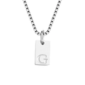 Minimalist silver stainless steel box chain necklace with a rectangular letter G pendant - Letter G / Silver