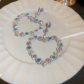 Detail of hollow heart earrings with colorful rhinestones and sparkling crystals - 1# Silver Pin - Multi-color