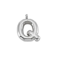 Polished silver stainless steel letter Q bubble pendant necklace charm on white background - Letter Q-Pendant Only / Silver