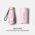 Mini 5-fold pink sun umbrella with portable storage case, UPF 50+ rating, 18cm length - 5-Fold Flat Umbrella / 6 Ribs (18cm) / Light Pink