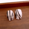 Chic oval earrings with black and white zebra stripes in a retro porcelain finish - 58# White - Retro Zebra Pattern (Silver Earring Post)