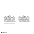 Zilveren schroefoorbellen met vier marquise geslepen zirkonia's in 9,6 mm lengte - Stijl I Platina