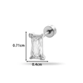 Silver stainless steel stud earring with a rectangular clear zircon, 0.71cm by 0.4cm - Rectangle Style (0158-4#) / Silver