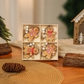 Σετ 12 ξύλινα στολίδια gingerbread man σε διακοσμητικό κουτί δώρου για τα Χριστούγεννα - Στυλ 6