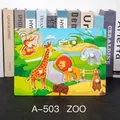 Wooden peg puzzle featuring colorful zoo animals like monkeys and lions for toddlers - A-503 Zoo Animals Recognition