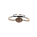 Adjustable evil eye charm bracelet with copper zircon beads and black woven cord - Mixed Color Chain
