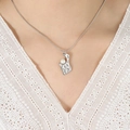 Silver fashion necklace featuring a minimalist hollow pendant with a white pearl inlay - Steel Color Necklace-40+5cm