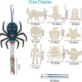 Size display for kids DIY wooden wind chime set featuring Halloween spiders and ghosts - 9Pcs Spider Theme Kit