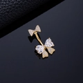 Elegant gold belly button ring with butterfly and heart-shaped cubic zirconia design - Heart Butterfly Gold