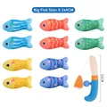 Felt fishing toy set with 10 colorful plush fish and cat teaser wand for early education - 10Pcs Colored Plush Fish With Fishing Tools