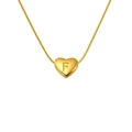 Gold plated stainless steel heart necklace with letter F pendant on sleek snake chain - Letter F (Snake Chain)
