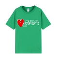 T-shirt vert fête des mères avec graphique coeur rouge à plat sur fond blanc - XS / Imprimé Cœur / Vert