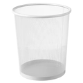Weißer kreisförmiger Metallgitter-Papierkorb mit festem Boden für Büro und Heim - 9L Klein / Weiß