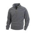 Heren fleece trui in donkergrijs met een opstaande kraag en handige kwart rits sluiting - S / donkergrijs