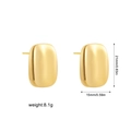 Minimalist 18K gold curved rectangle stud earrings with dimensions and weight - Gold