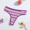 Thong côtelé à rayures violettes et blanches pour femme avec une coupe taille basse - S (30) / Violet
