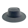 Sombrero de fieltro de lana gris oscuro con ala ancha y diseño de corona de doble capa - M (56-58cm) / Gris oscuro